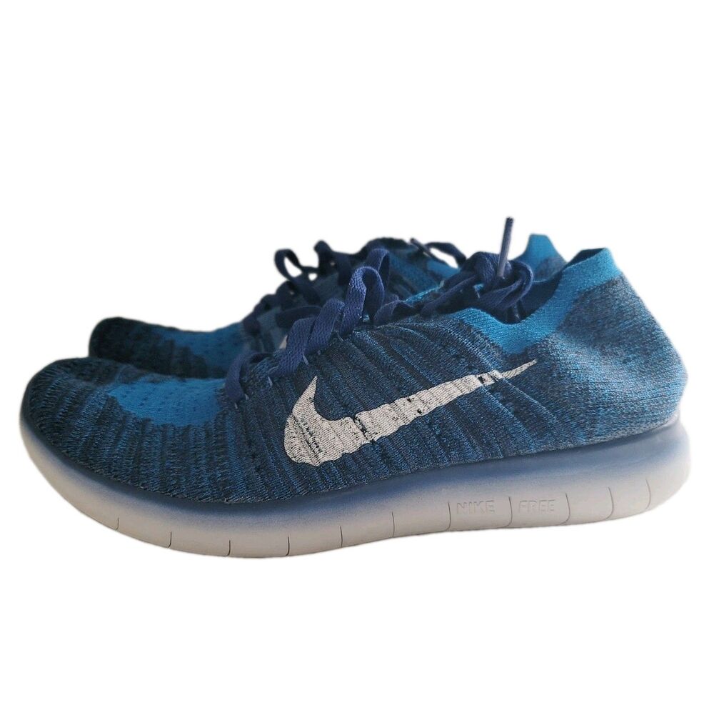 Nike Free RN Flyknit Big Kids Unisex Size 6Y Runniing Shoes Blue